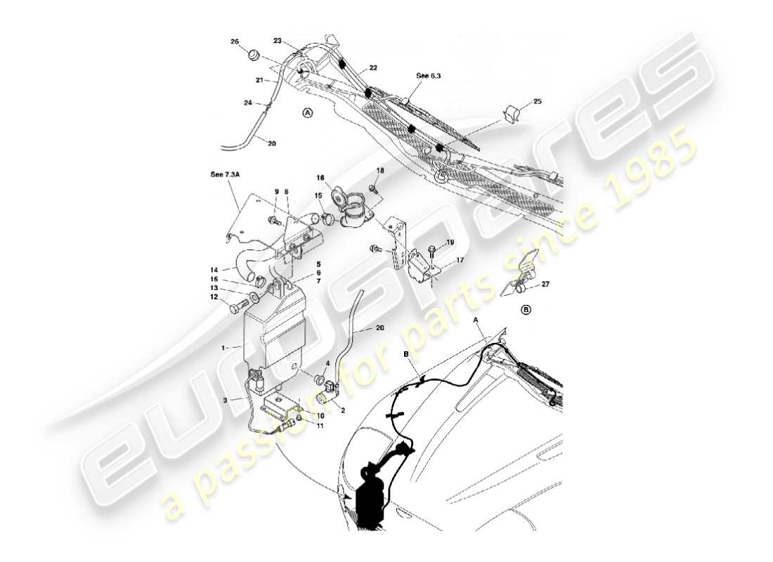 aston martin vanquish (2005) lavavetri diagramma delle parti