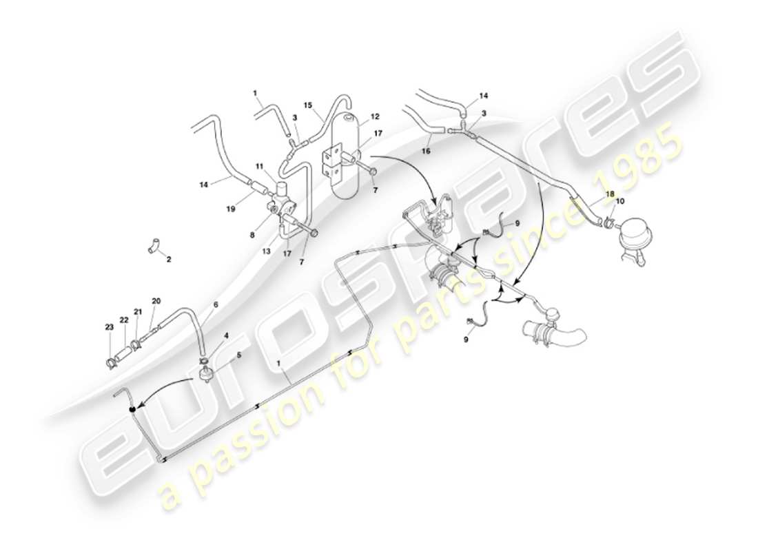 aston martin vanquish (2003) sistema di bypass dello scarico diagramma delle parti