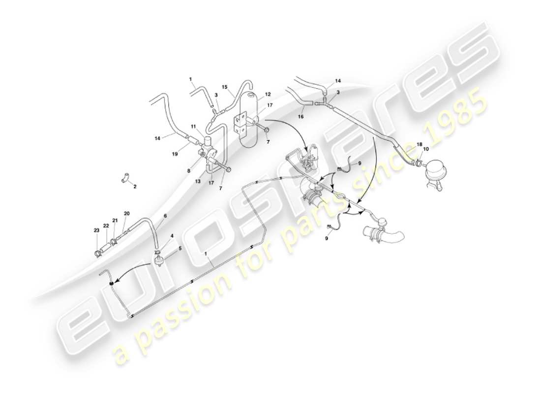 aston martin vanquish (2006) sistema di bypass dello scarico diagramma delle parti