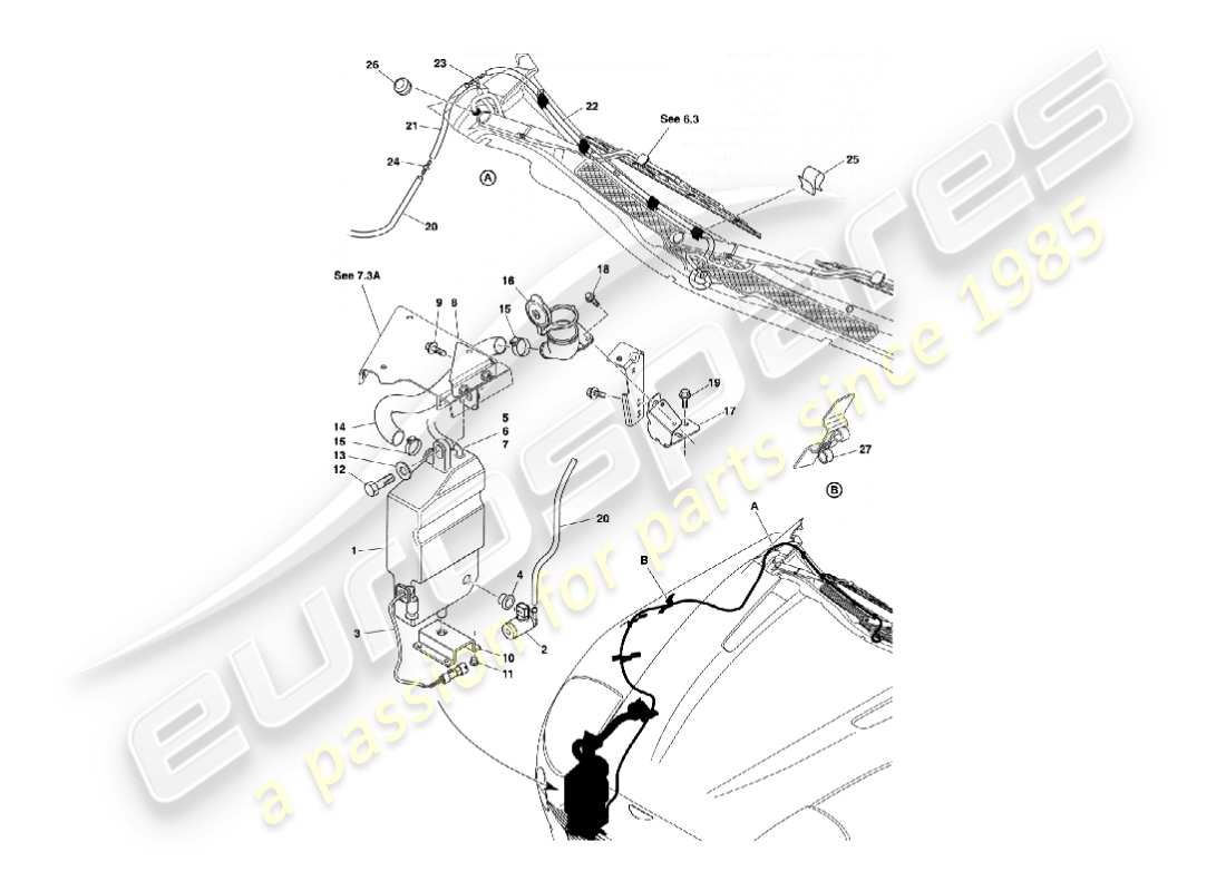 aston martin vanquish (2004) lavavetri diagramma delle parti