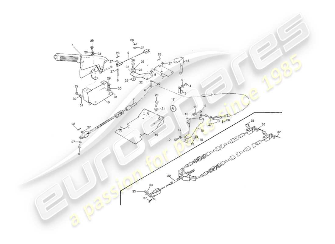 aston martin v8 virage (2000) diagramma delle parti del freno a mano