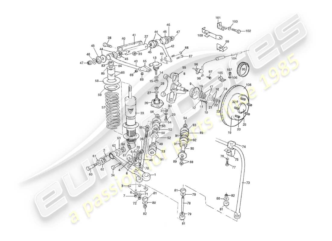 aston martin v8 virage (2000) sospensioni anteriori diagramma delle parti