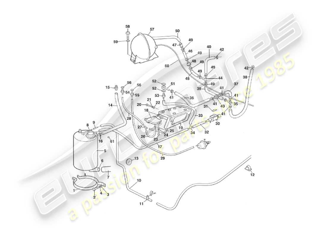 aston martin v8 virage (2000) sistema di vuoto diagramma delle parti