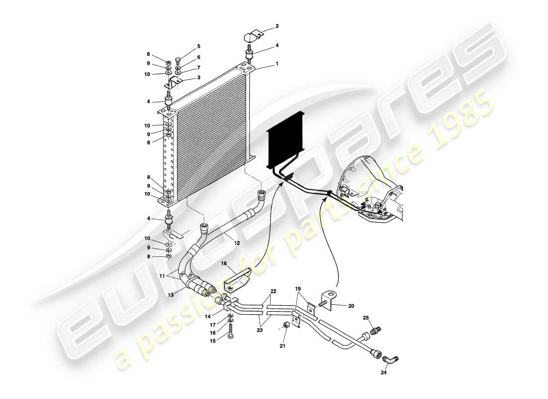 aston martin v8 coupe (2000) diagramma delle parti di raffreddamento del cambio