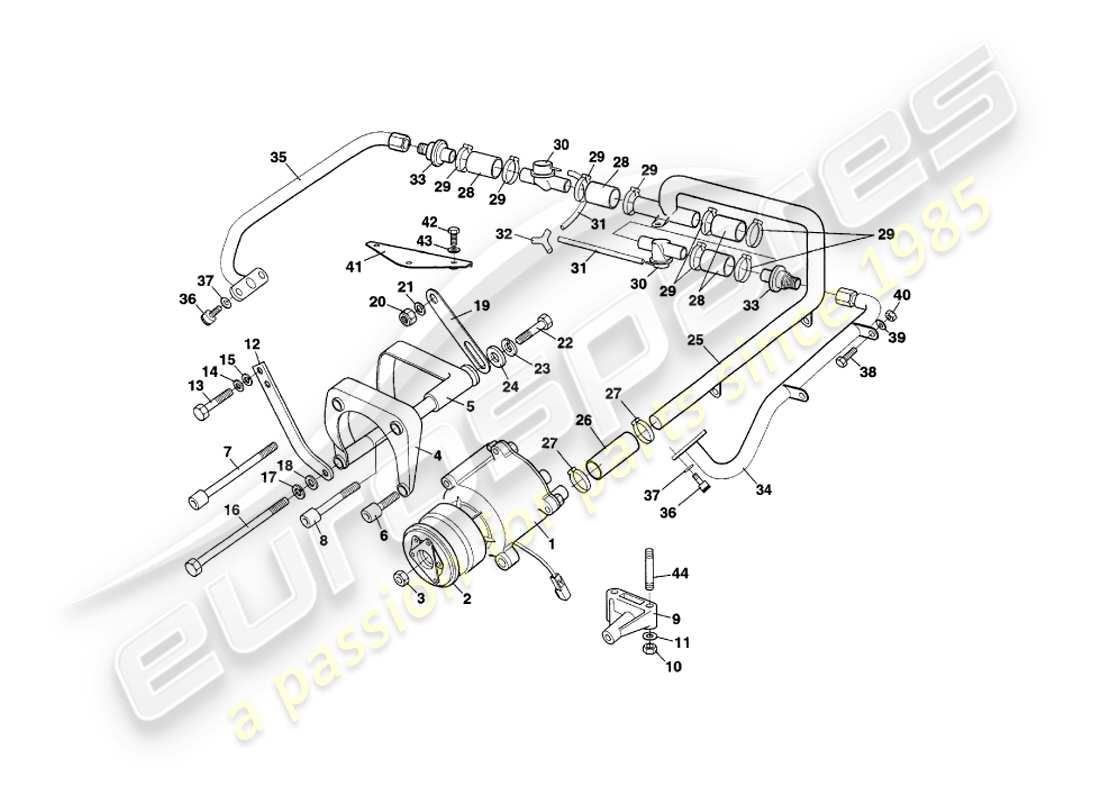 aston martin v8 coupe (2000) schema delle parti del sistema di iniezione dell'aria secondaria