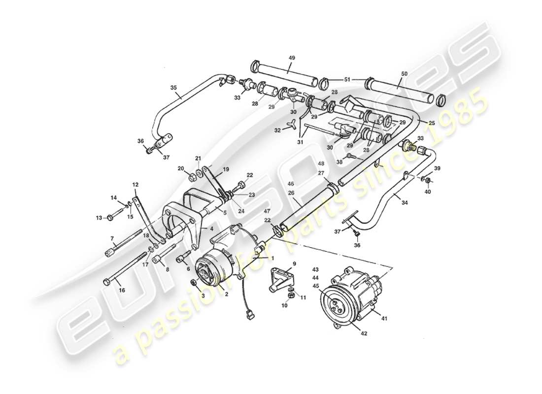 aston martin v8 virage (2000) sistema di iniezione dell'aria secondaria diagramma delle parti