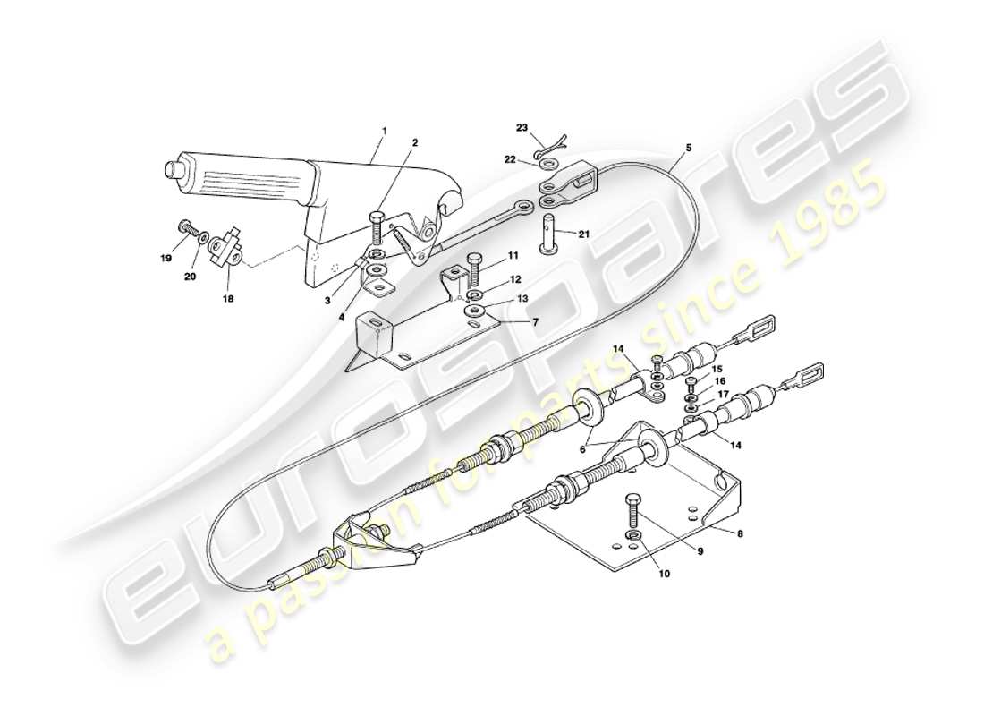 aston martin v8 coupe (2000) diagramma delle parti del freno a mano