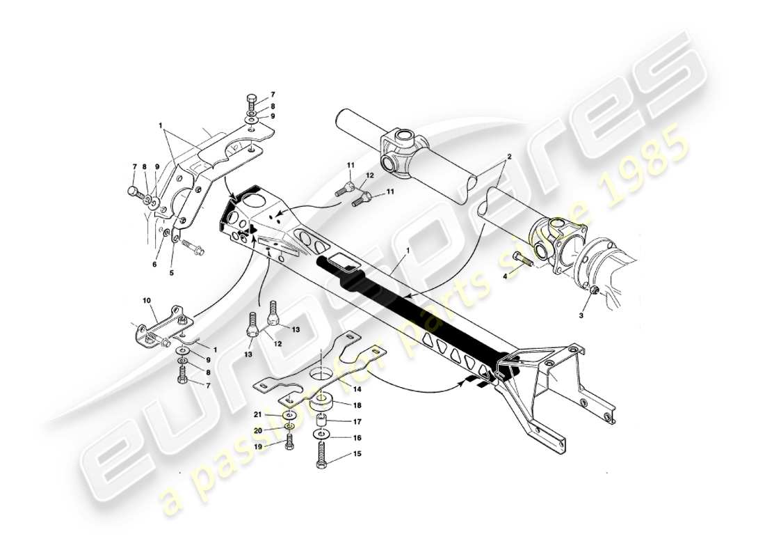 aston martin v8 coupe (2000) diagramma delle parti del tubo di torsione e dell'albero dell'elica