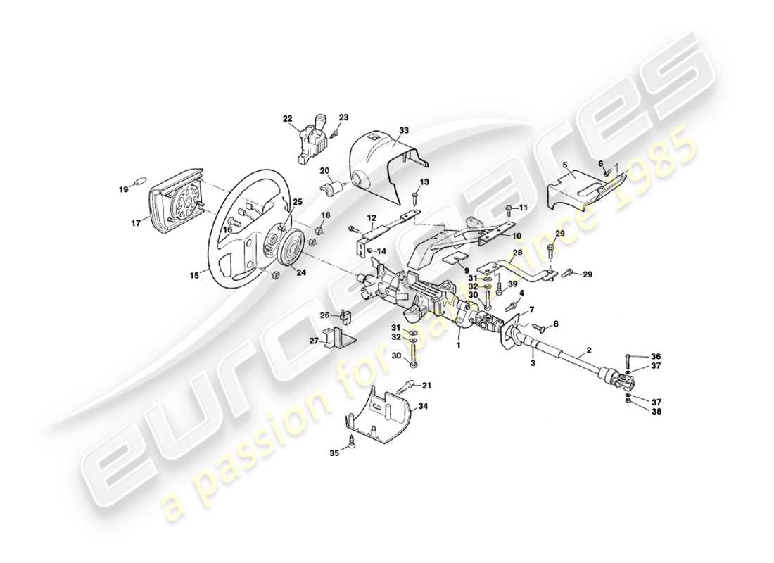 aston martin v8 coupe (2000) diagramma delle parti del piantone dello sterzo