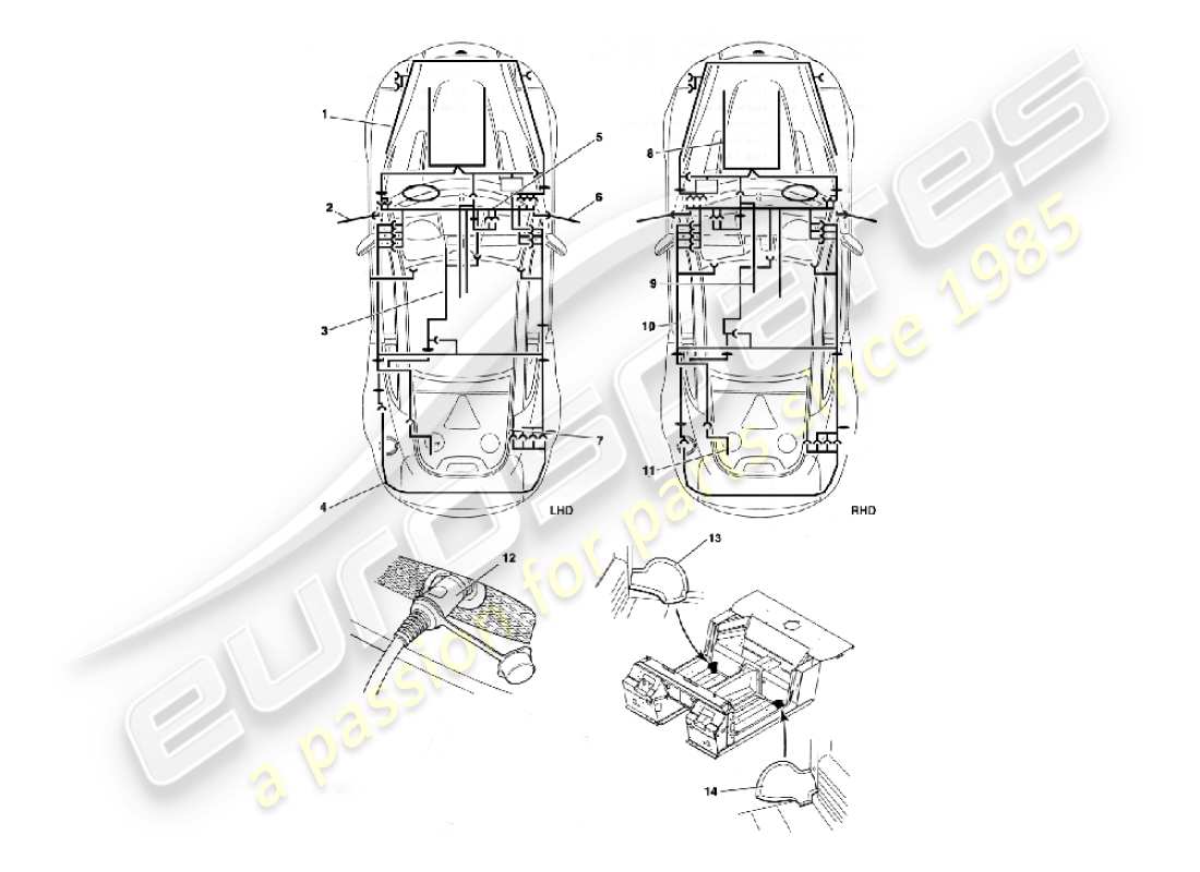 aston martin vanquish (2005) diagramma delle parti dei cablaggi