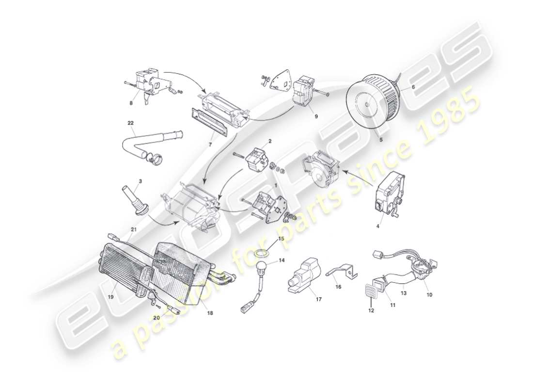 aston martin vanquish (2005) diagramma delle parti dei moduli di controllo