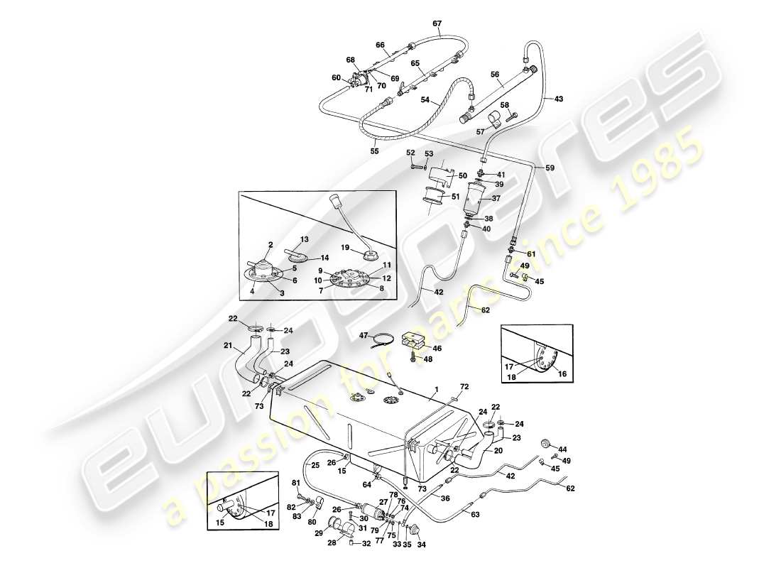 aston martin v8 coupe (2000) sistema di alimentazione carburante diagramma delle parti