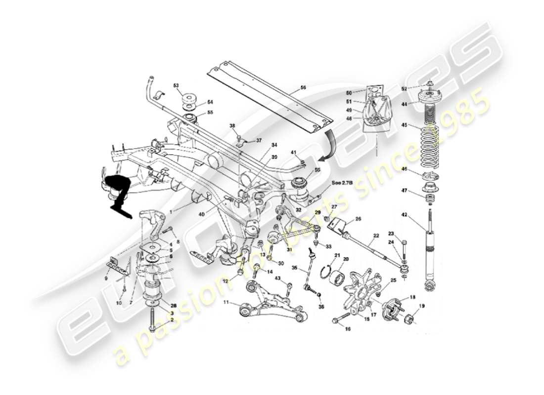aston martin vanquish (2004) sospensione posteriore diagramma delle parti