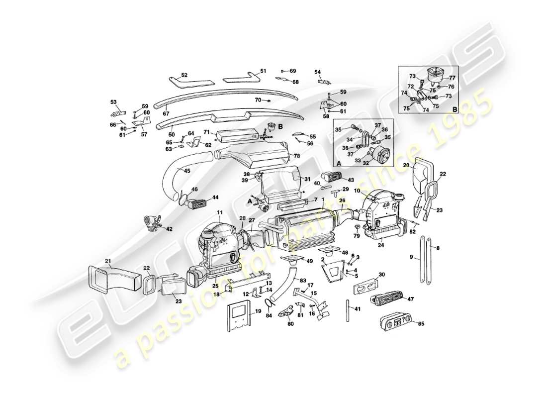 aston martin v8 coupe (2000) diagramma delle parti dell'installazione interna