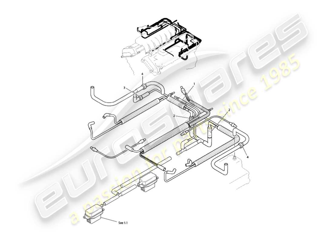 aston martin vanquish (2005) sistema di aspirazione, motore diagramma delle parti