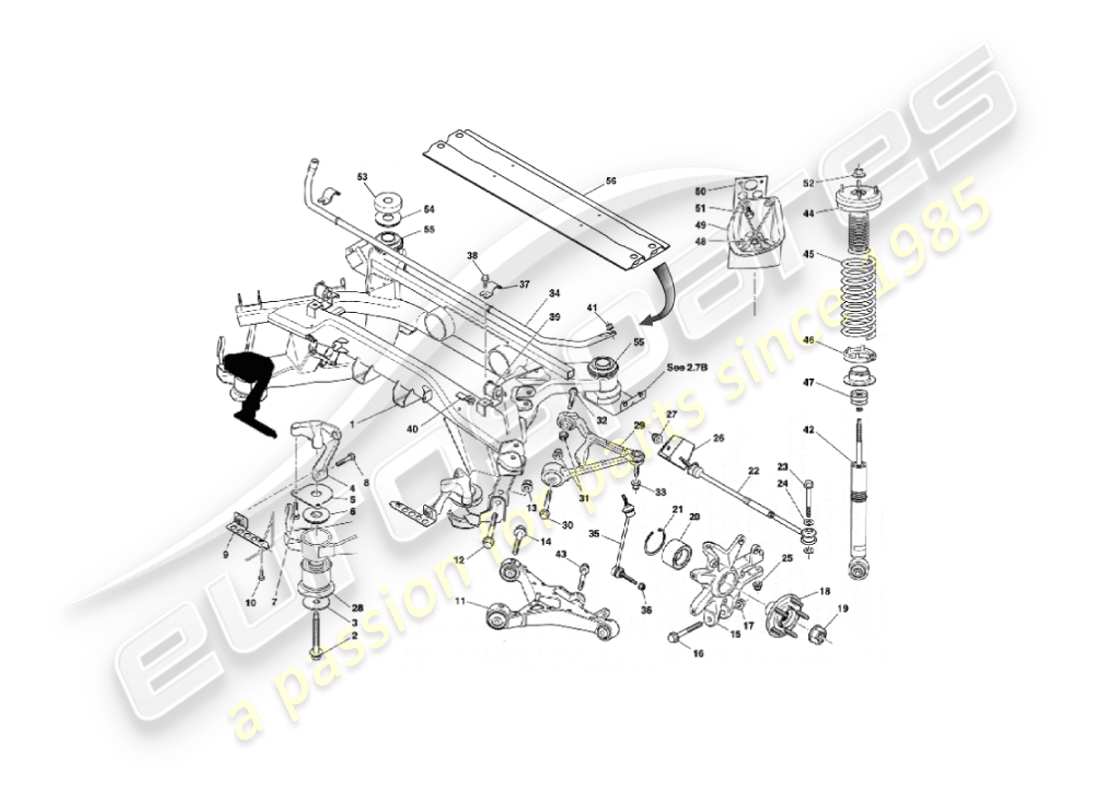 aston martin vanquish (2005) diagramma delle parti della sospensione posteriore