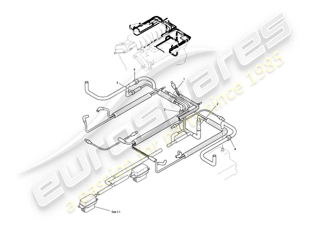 aston martin vanquish (2003) sistema di aspirazione, diagramma delle parti del motore
