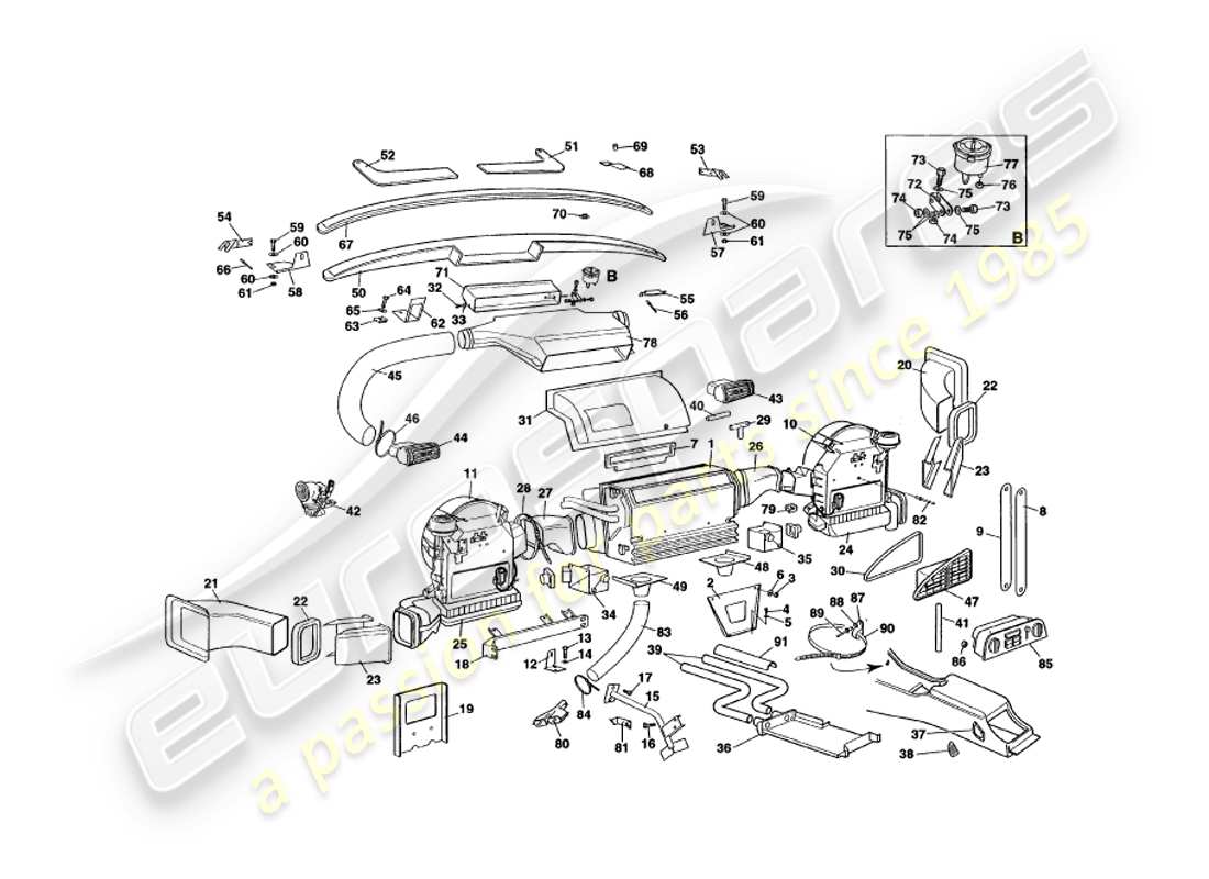 aston martin v8 volante (1997) diagramma delle parti dell'installazione interna