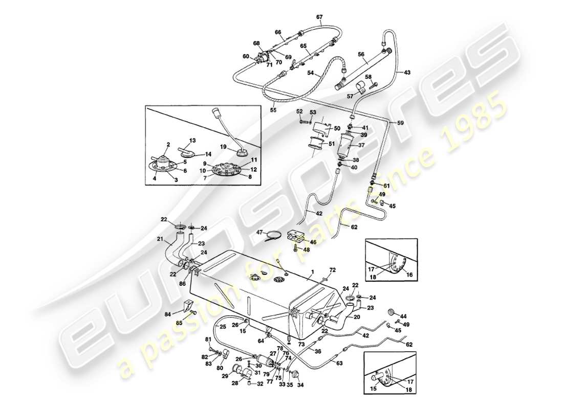 aston martin v8 volante (1997) schema delle parti del sistema di alimentazione