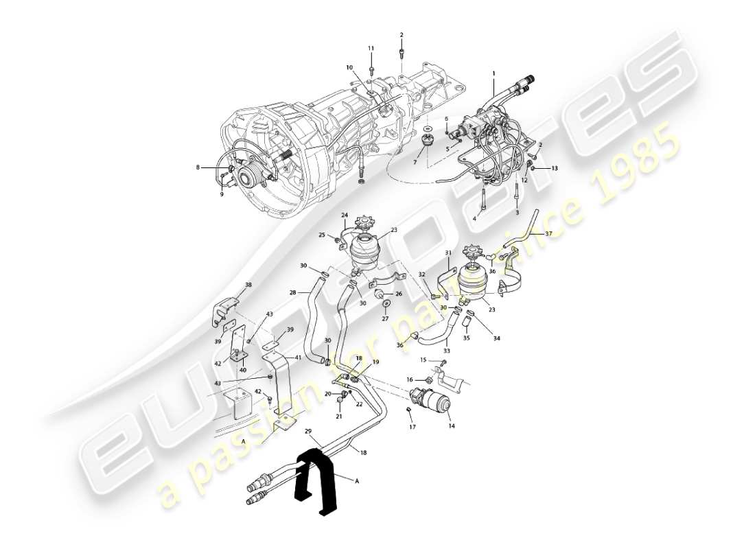 aston martin vanquish (2005) sistema idraulico asm diagramma delle parti
