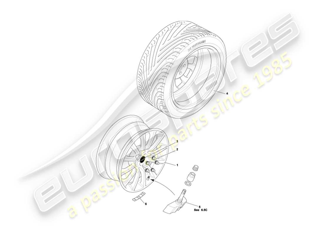 aston martin vanquish (2006) diagramma delle parti di ruote e pneumatici