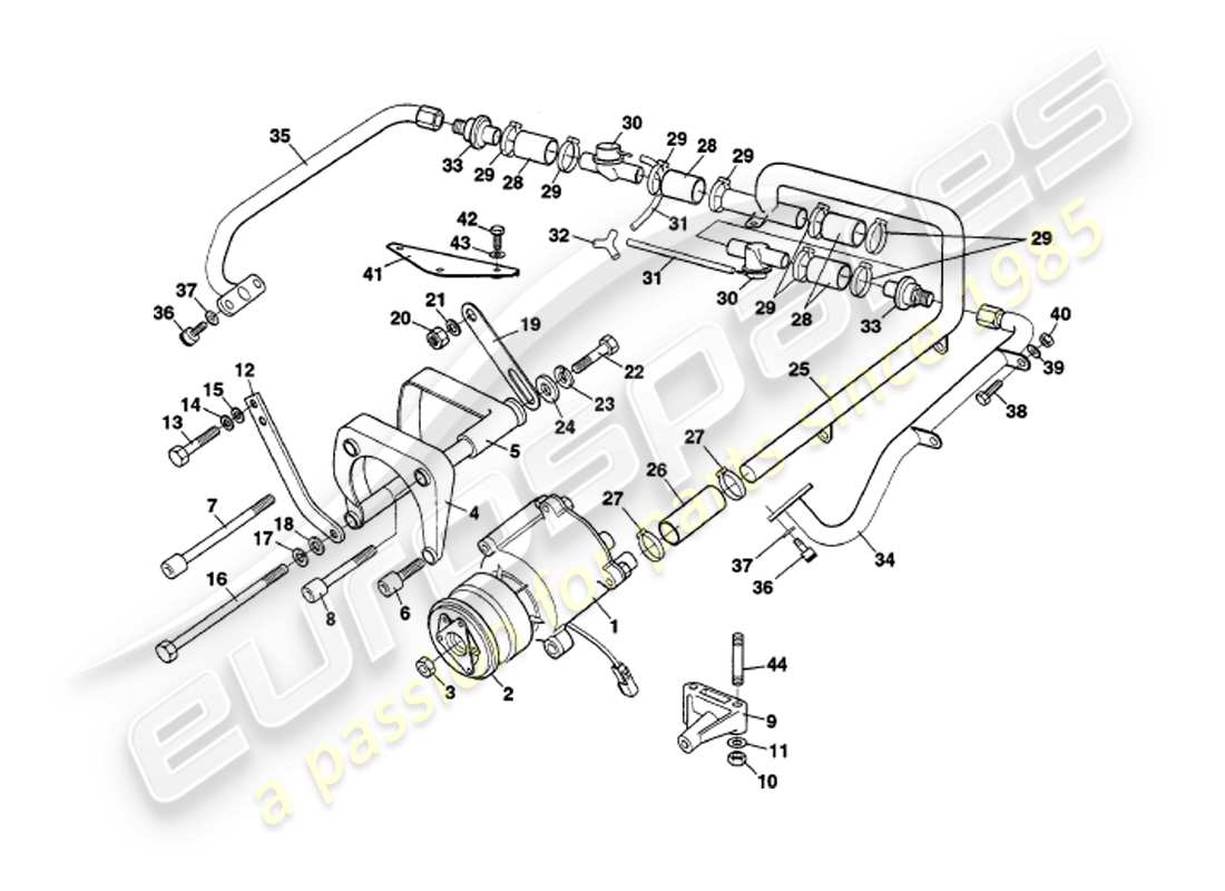 aston martin v8 volante (1997) sistema di iniezione dell'aria secondaria diagramma delle parti