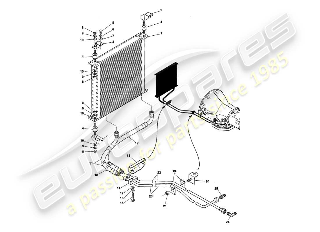 aston martin v8 volante (1997) diagramma delle parti di raffreddamento del cambio
