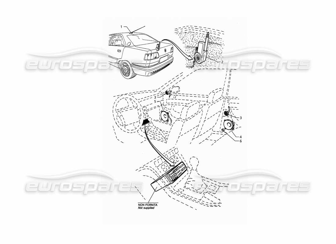 maserati qtp. 3.2 v8 (1999) diagramma delle parti del sistema audio