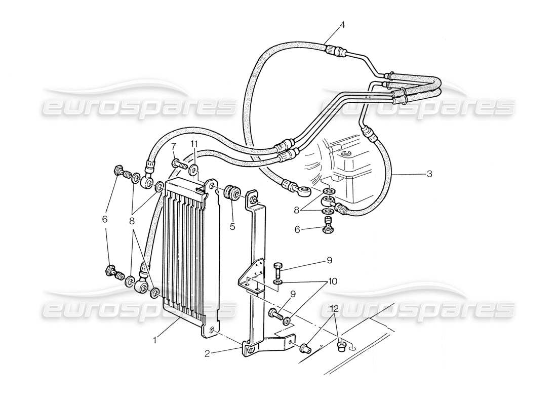 maserati biturbo spider schema delle parti del radiatore per cambio automatico (3 hp).