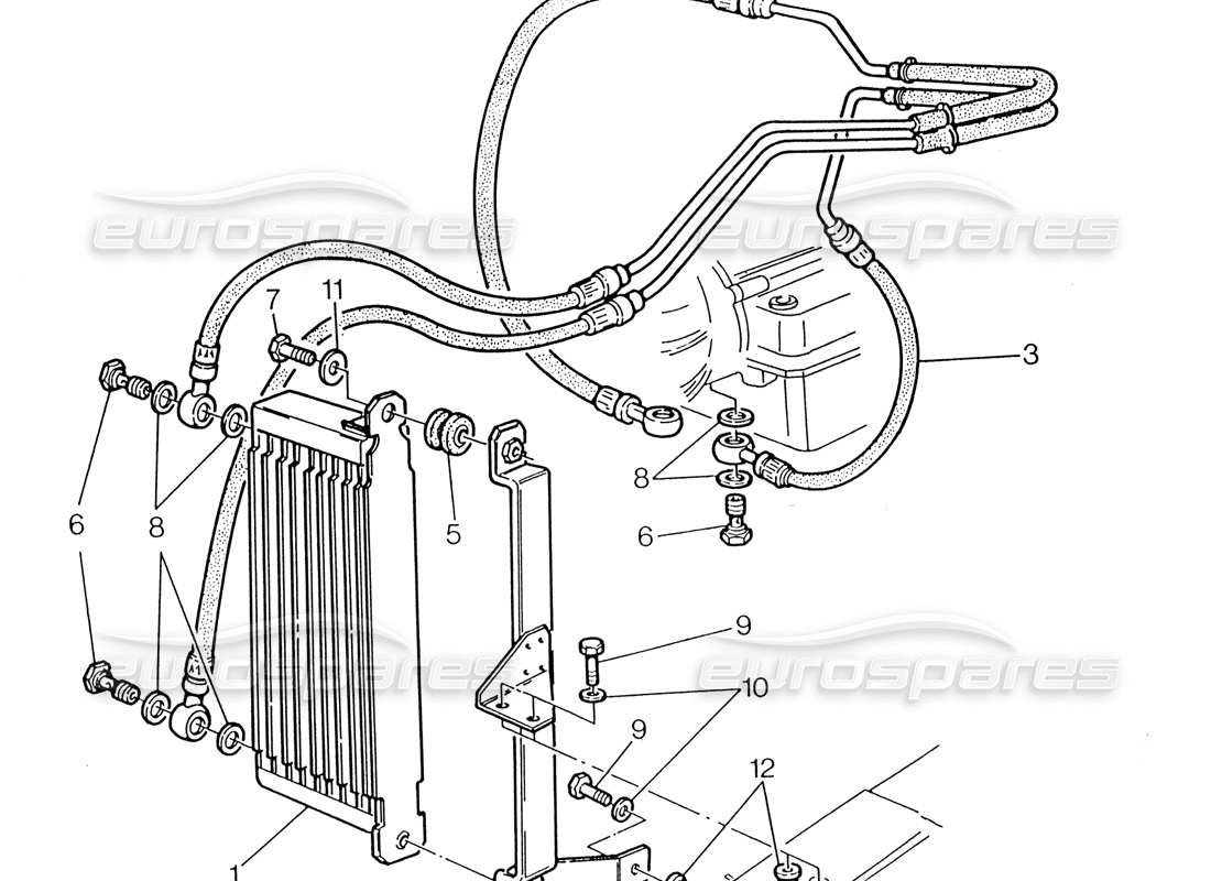 maserati 222 / 222e biturbo schema delle parti del radiatore per cambio automatico (3 hp).