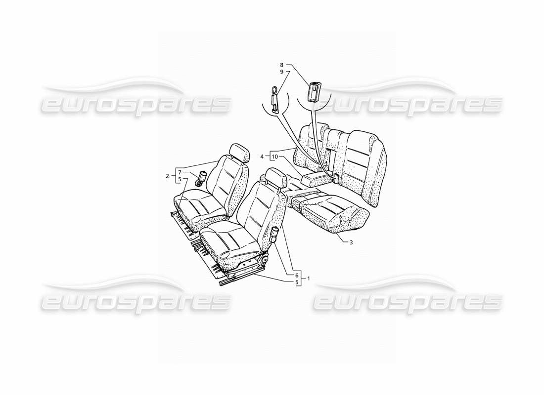 maserati qtp. 3.2 v8 (1999) sedili: schema particolare di strutture e accessori