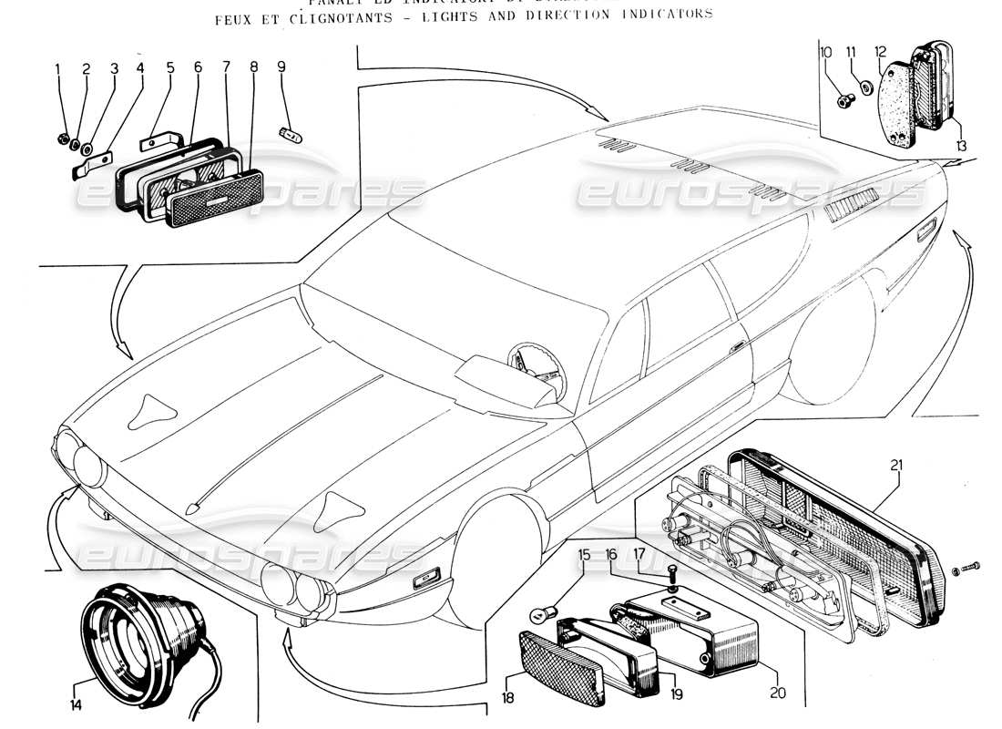 lamborghini espada luci (stati uniti) diagramma delle parti