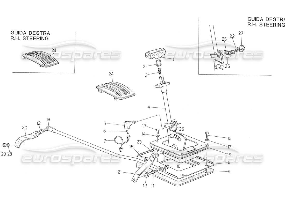 maserati biturbo spider controllo della trasmissione automatica (4 hp) diagramma delle parti
