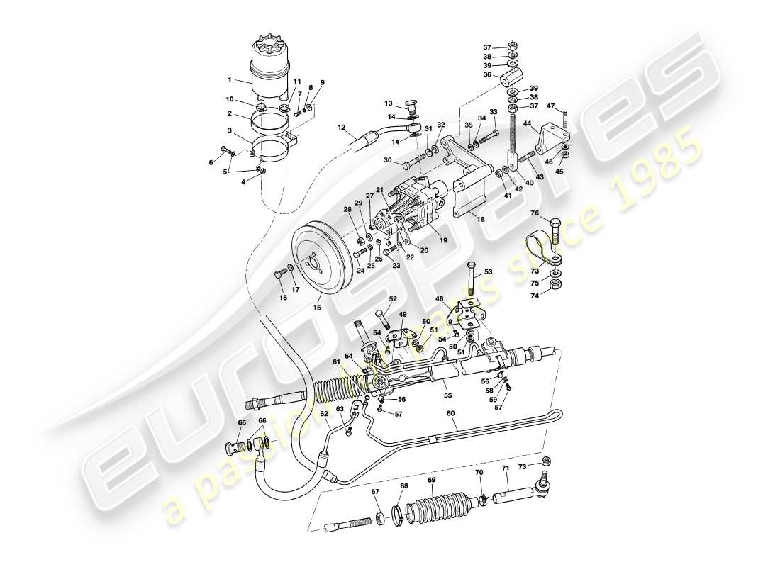 aston martin v8 volante (1997) servosterzo diagramma delle parti