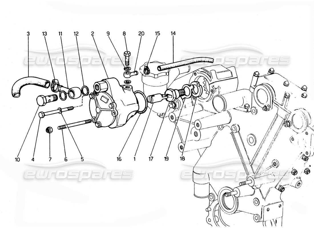 ferrari 365 gtc4 (mechanical) pompa a depressione dei freni - schema delle parti di revisione