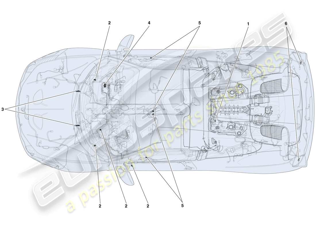 ferrari 458 speciale aperta (rhd) fissaggi vari per l'impianto elettrico schema parte