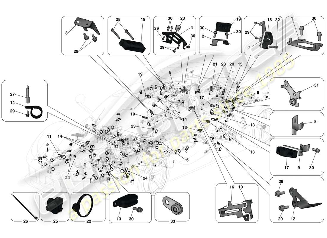 ferrari laferrari (europe) fissaggi vari per l'impianto elettrico diagramma delle parti