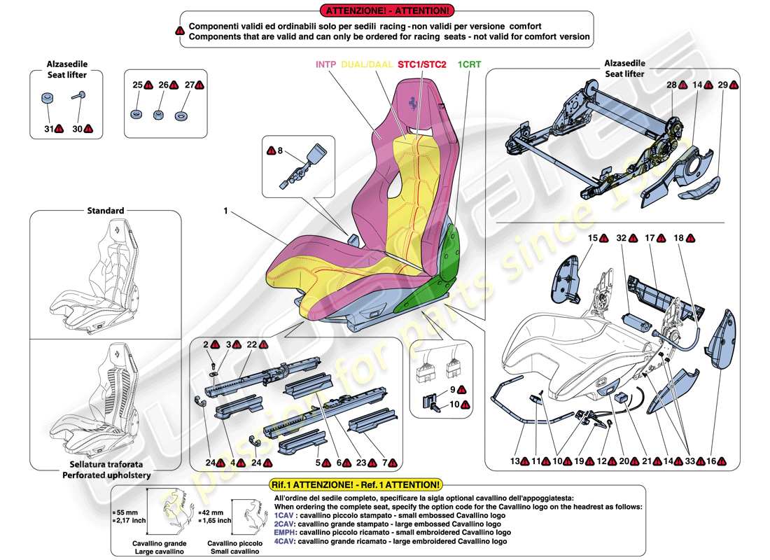 ferrari f12 berlinetta (europe) sedile da corsa diagramma delle parti