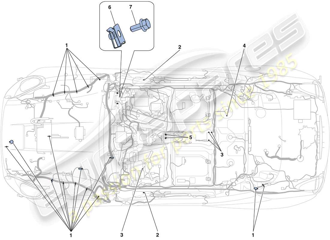 ferrari california (rhd) fissaggi vari per l'impianto elettrico schema parte