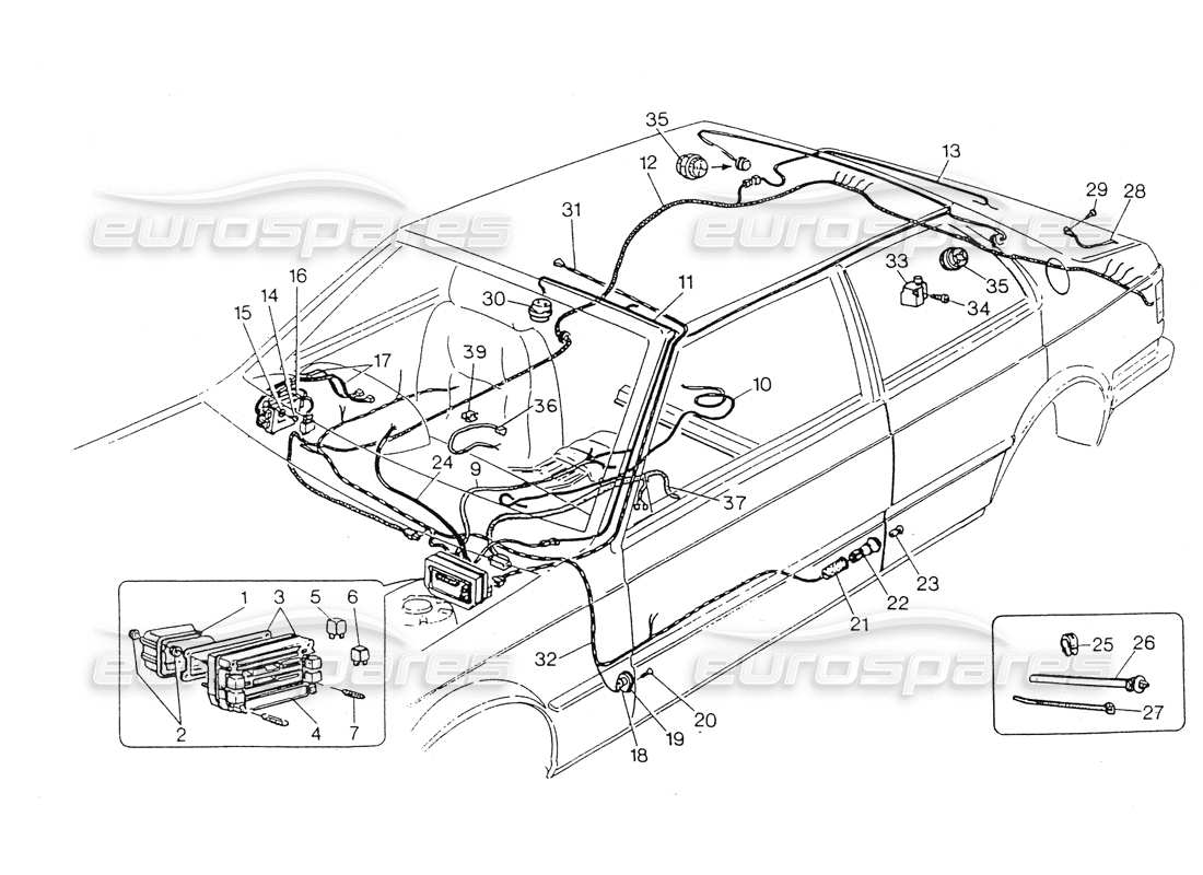 maserati 418 / 4.24v / 430 comp. passeggeri elettr. sistema, sterzo a sinistra. diagramma delle parti