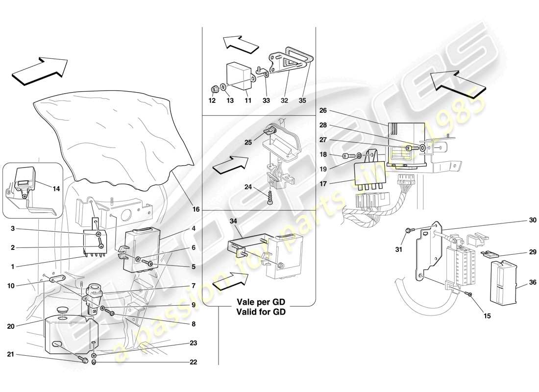 ferrari f430 scuderia spider 16m (rhd) ecu abitacolo anteriore diagramma delle parti