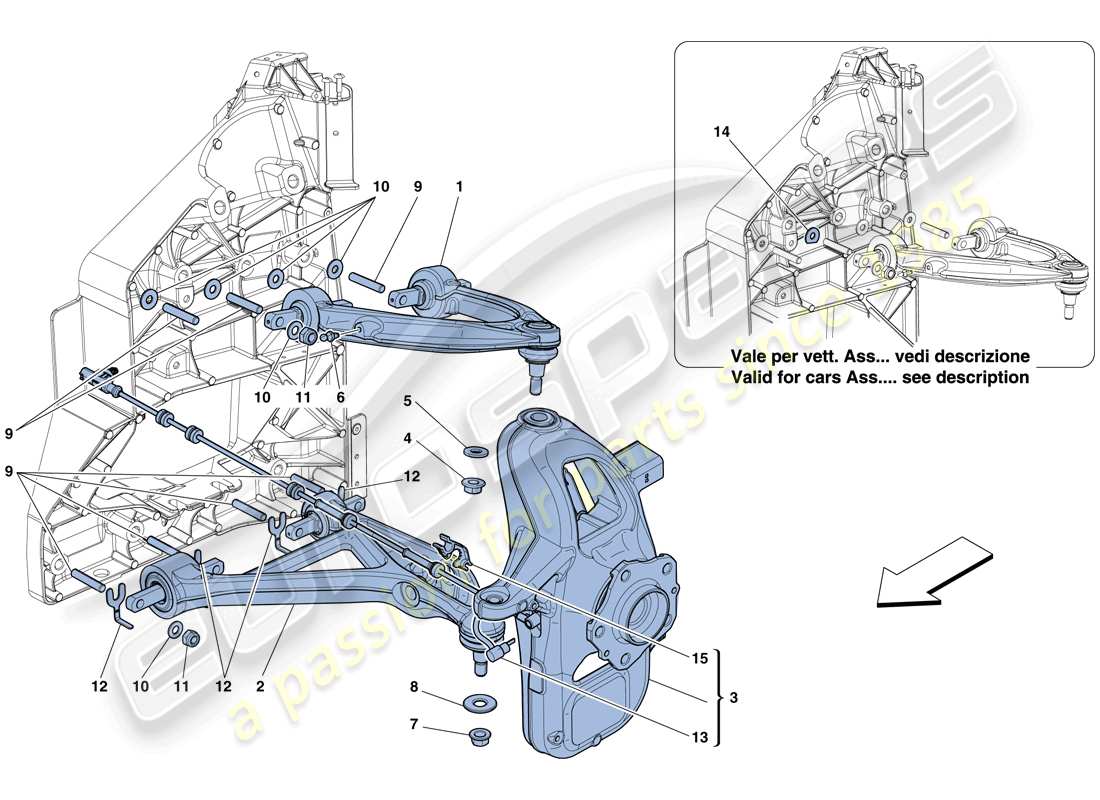 ferrari 458 italia (rhd) sospensione anteriore - bracci schema particolare