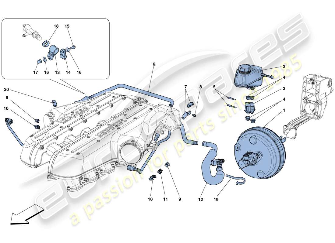 ferrari gtc4 lusso (usa) schema delle parti del sistema servofrenante