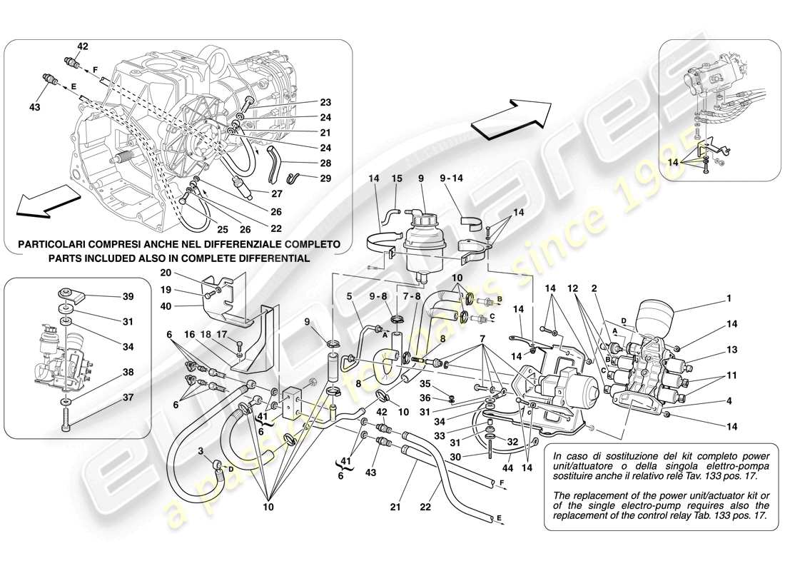 ferrari f430 scuderia spider 16m (rhd) unità di potenza e serbatoio diagramma delle parti