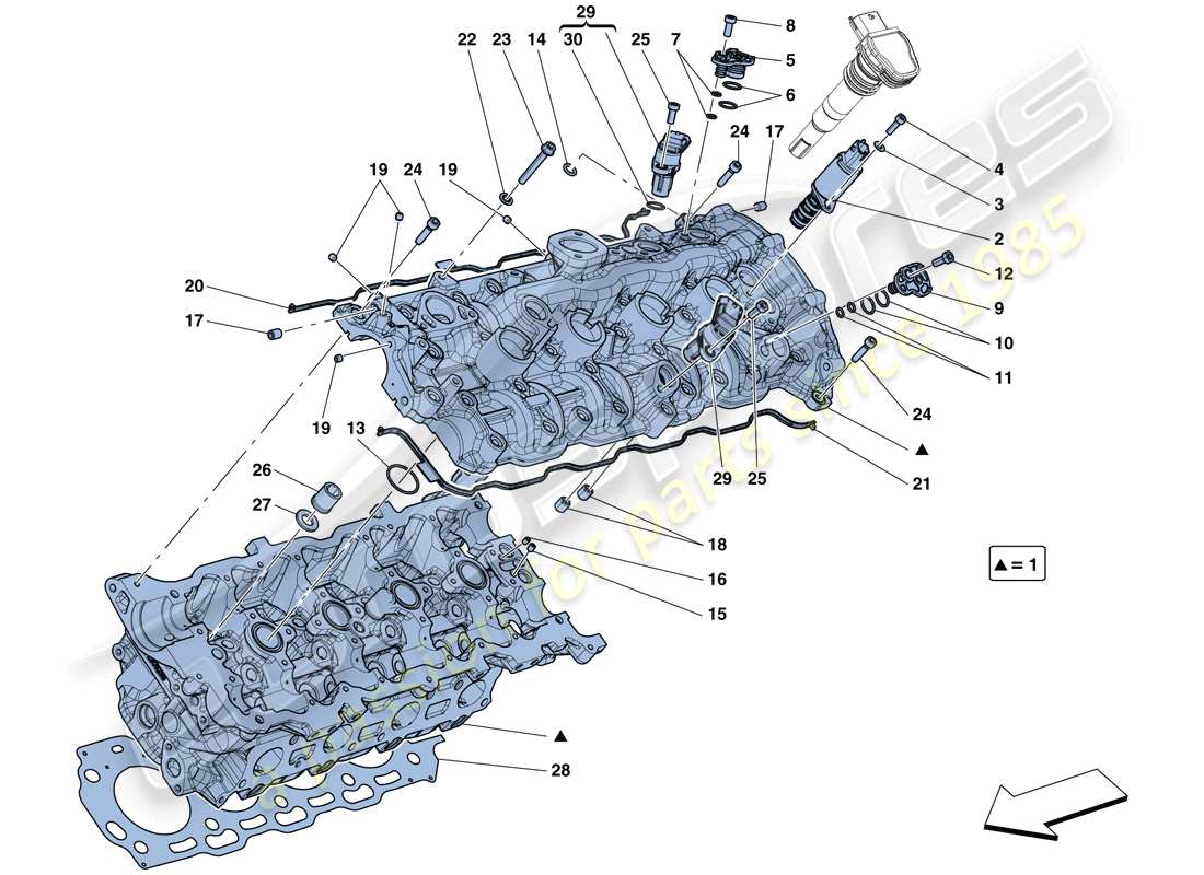 ferrari gtc4 lusso t (usa) testa cilindro sinistra diagramma delle parti