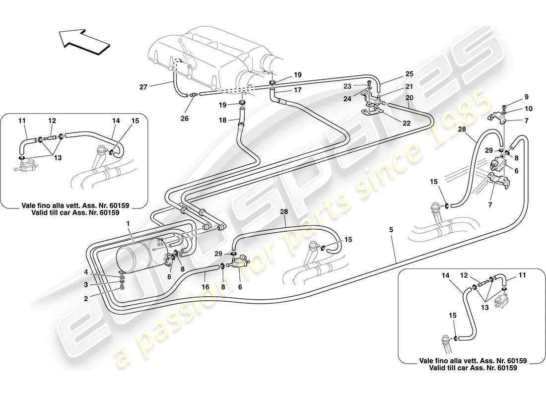 ferrari f430 coupe (usa) schema delle parti del sistema attuatore pneumatico