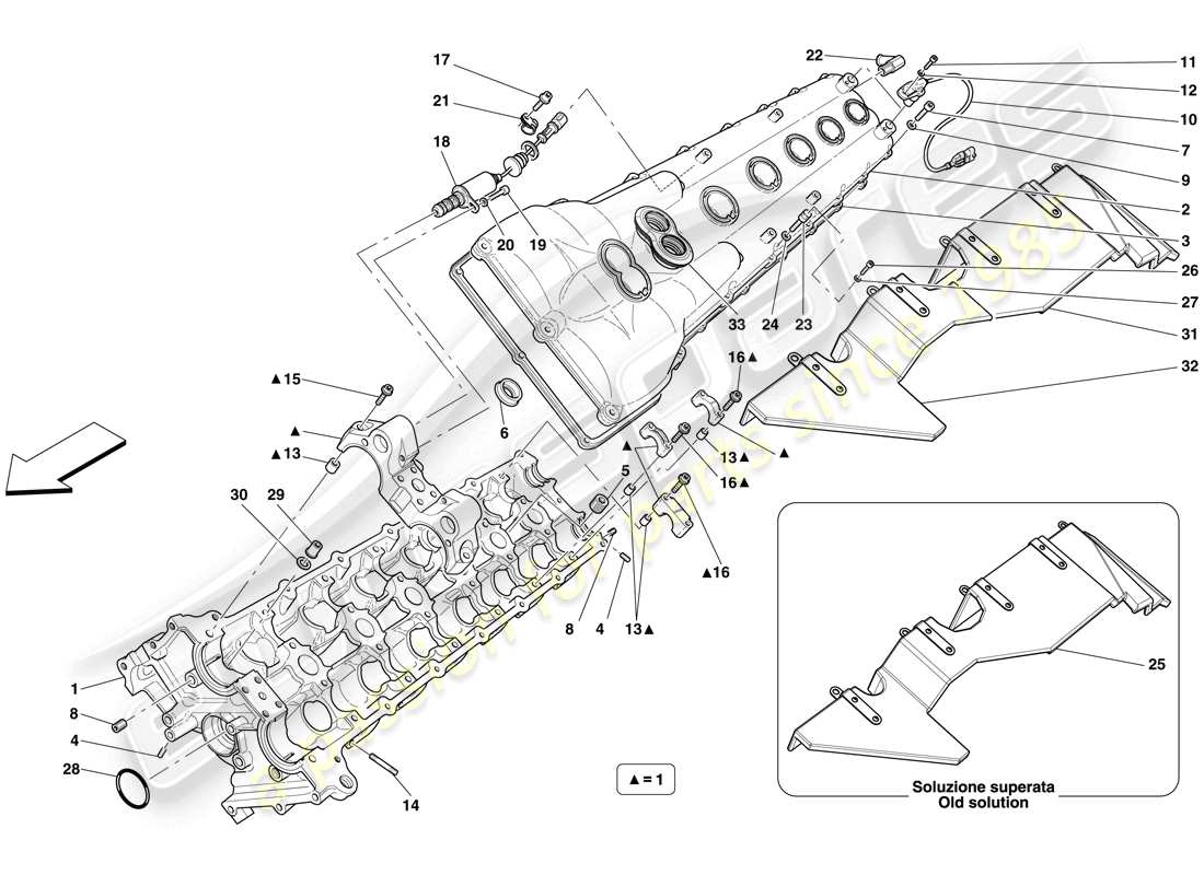 ferrari 599 gto (europe) testa cilindro sinistra schema delle parti