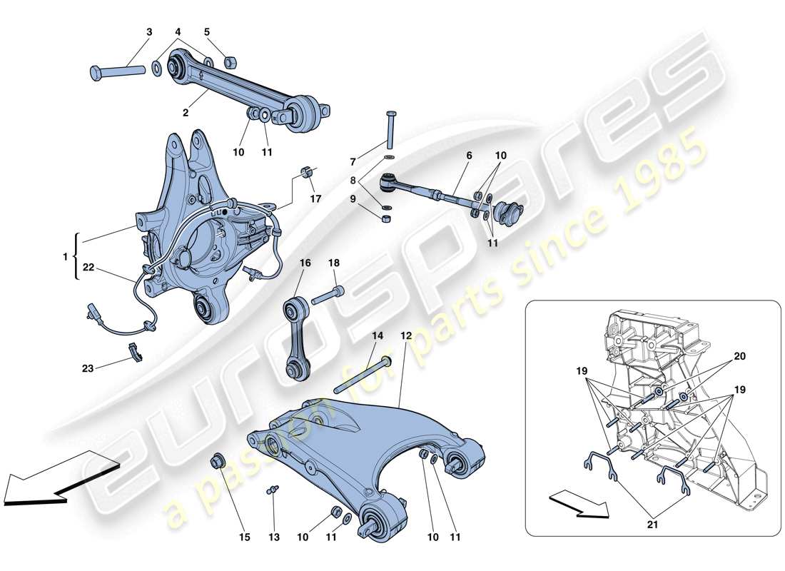 ferrari 458 italia (rhd) sospensione posteriore - bracci diagramma delle parti