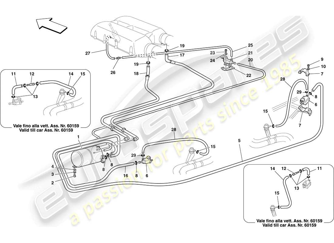 ferrari f430 coupe (europe) sistema di attuazione pneumatica diagramma delle parti