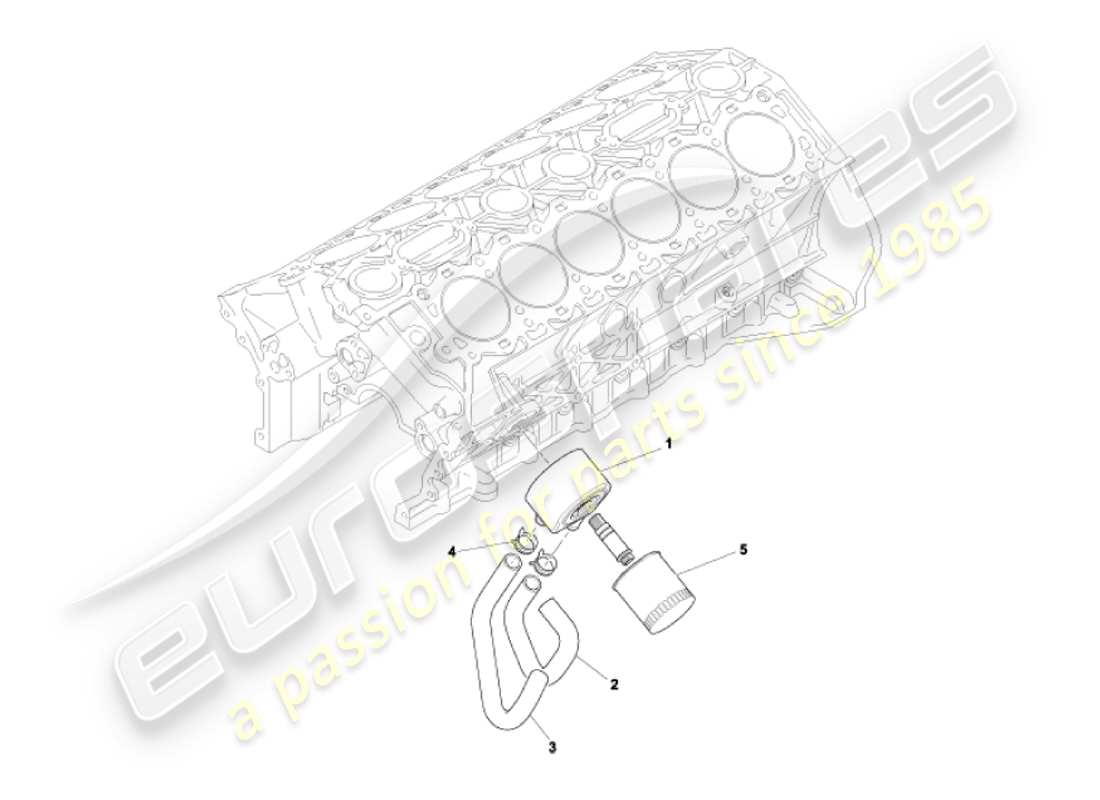 aston martin vanquish (2007) sistema di raffreddamento dell'olio diagramma delle parti